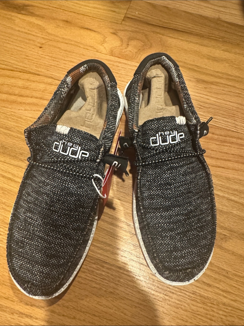 Hey Dude Mens Wally Sox Black White Slip-On Sneaker
